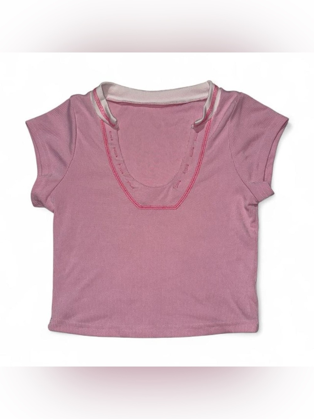 Soft Pink Ribbed Scoop-Neck Crop Top